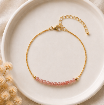 Aardbeienkwarts - Handgemaakte Fijne Edelsteenarmband – Summer Solstice
