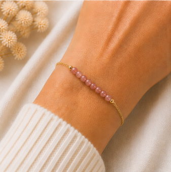 Aardbeienkwarts - Handgemaakte Fijne Edelsteenarmband – Summer Solstice