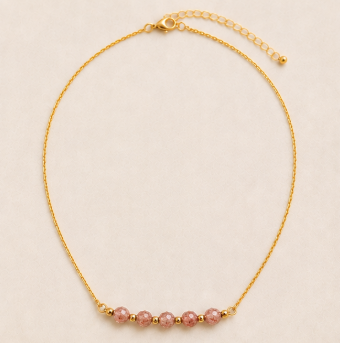 Aardbeienkwarts – Handgemaakte fijne edelsteenketting – Summer Solstice