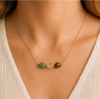 Abundance & Success – Intentieketting met Aventurijn, Citrien & Tijgeroog