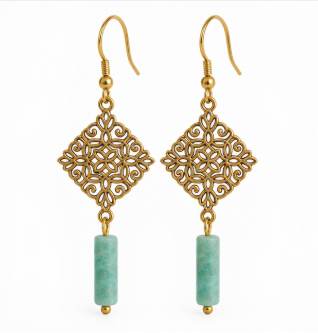 Naia – Handgemaakte Amazoniet Oorbellen – Summer Solstice | Made by Melissa
