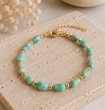 Amazoniet – Organische Edelsteenarmband - Summer Solstice Collectie