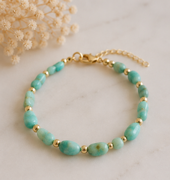 Amazoniet – Organische Edelsteenarmband - Summer Solstice Collectie