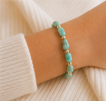 Amazoniet – Organische Edelsteenarmband - Summer Solstice Collectie