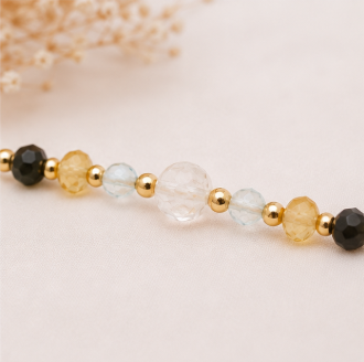 Boogschutter Zodiac Armband – Topaas, Citrien, Bergkristal & Obsidiaan