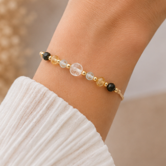 Boogschutter Zodiac Armband – Topaas, Citrien, Bergkristal & Obsidiaan