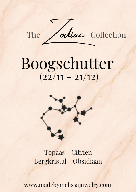Boogschutter Zodiac Ketting – Topaas, Citrien, Bergkristal & Obsidiaan