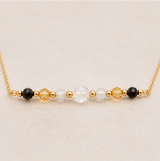 Boogschutter Zodiac Ketting – Topaas, Citrien, Bergkristal & Obsidiaan