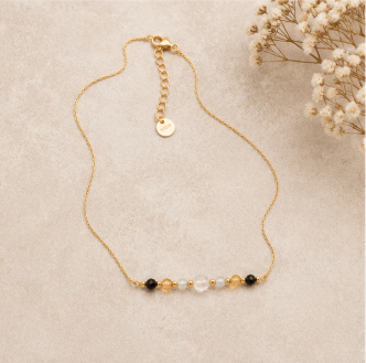 Boogschutter Zodiac Ketting – Topaas, Citrien, Bergkristal & Obsidiaan