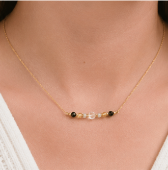 Boogschutter Zodiac Ketting – Topaas, Citrien, Bergkristal & Obsidiaan