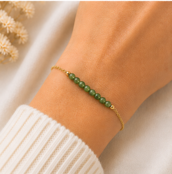 Canadese Jade - Handgemaakte Fijne Edelsteenarmband – Winter Solstice