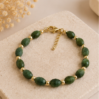 Canadese Jade - Handgemaakte Gefacetteerde Edelsteenarmband – Winter Solstice Collectie