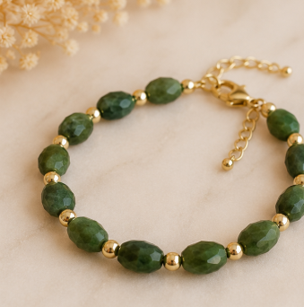 Canadese Jade - Handgemaakte Gefacetteerde Edelsteenarmband – Winter Solstice Collectie