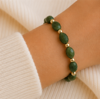 Canadese Jade - Handgemaakte Gefacetteerde Edelsteenarmband – Winter Solstice Collectie