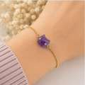 Cat Lovers Armband – Amethist Kattenhoofdje Goudkleurig