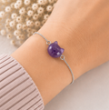 Cat Lovers armband - Amethist kattenhoofdje zilverkleur