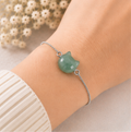 Cat Lovers armband - aventurijn kattenhoofdje - zilverkleur