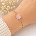 Cat Lovers armband - Rozenkwarts kattenhoofdje - Goudkleur