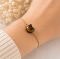 Cat Lovers armband - Tijgeroog kattenhoofdje - goudkleur