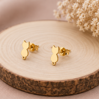 Cat Silhouette Studs Goudkleur