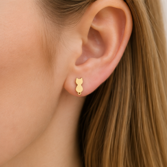 Cat Silhouette Studs Goudkleur