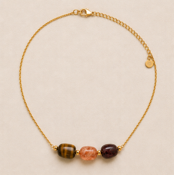 Confidence & Courage – Intentieketting met Tijgeroog, Zonnesteen & Granaat