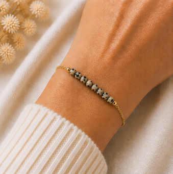 Dalmatische Jaspis - Handgemaakte Fijne Edelsteenarmband – Summer Solstice