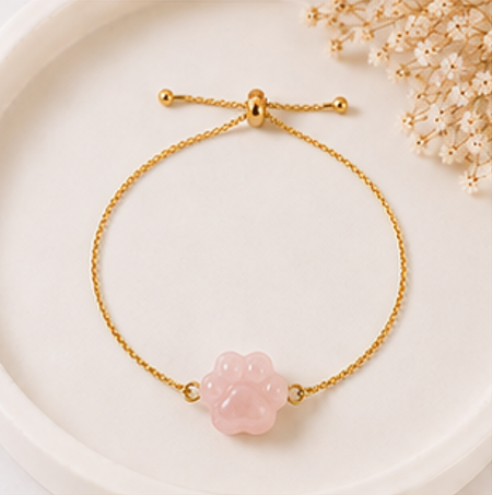 Dog Lovers Armband – Rozenkwarts - Goudkleur