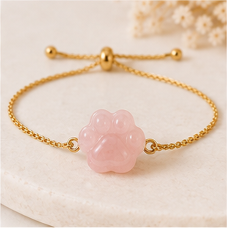 Dog Lovers Armband – Rozenkwarts - Goudkleur