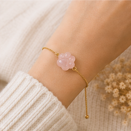 Dog Lovers Armband – Rozenkwarts - Goudkleur