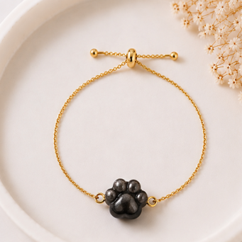 Dog Lovers Armband – Obsidiaan - Goudkleur
