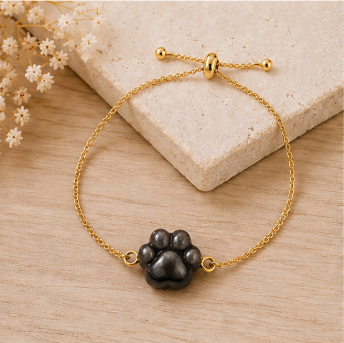 Dog Lovers Armband – Obsidiaan - Goudkleur