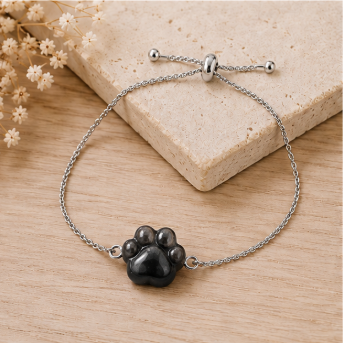 Dog Lovers Armband – Obsidiaan - Zilverkleur