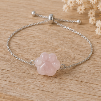 Dog Lovers Armband – Rozenkwarts - Zilverkleur