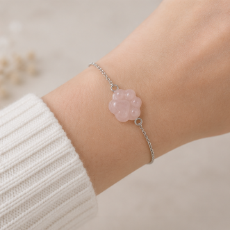 Dog Lovers Armband – Rozenkwarts - Zilverkleur