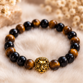 Lionheart – Elastische armband met Tijgeroog & Obsidiaan