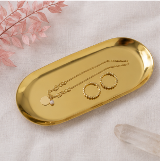 Goudkleurig sieraden- & runenschaaltje – Ovaal