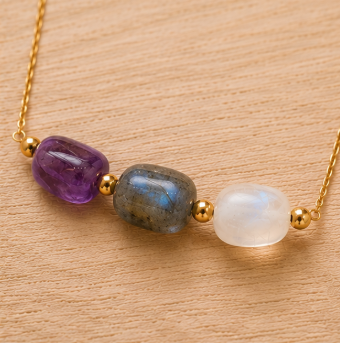 Intuition – Intentieketting met Amethist, Labradoriet & Maansteen