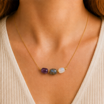 Intuition – Intentieketting met Amethist, Labradoriet & Maansteen
