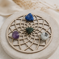 Intuition Crystal Grid Set – Lapis Lazuli, Labradoriet, Amethist &amp; Maansteen
