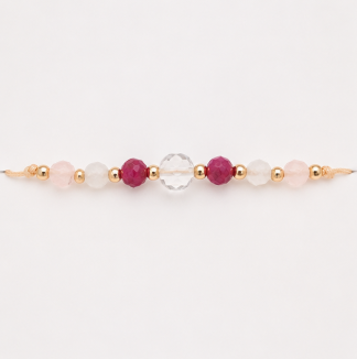 Kreeft Zodiac Armband – Maansteen, Robijn, Bergkristal & Rozenkwarts