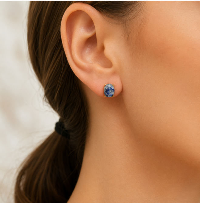 Lola – Handgemaakte Lapis Lazuli Oorstekers – Winter Solstice | Made by Melissa