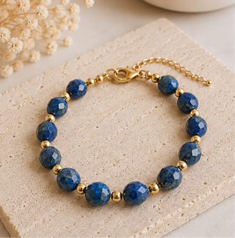 Lapis Lazuli - Gefacetteerde Edelsteenarmband – Winter Solstice Collectie