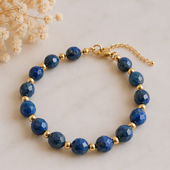 Lapis Lazuli - Gefacetteerde Edelsteenarmband – Winter Solstice Collectie