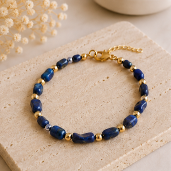 Lapis Lazuli - Handgemaakte Organische Edelsteenarmband – Winter Solstice Collectie