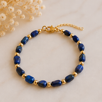 Lapis Lazuli - Handgemaakte Organische Edelsteenarmband – Winter Solstice Collectie