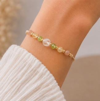 Leeuw Zodiac Armband – Peridoot, Zonnesteen, Bergkristal & Citrien