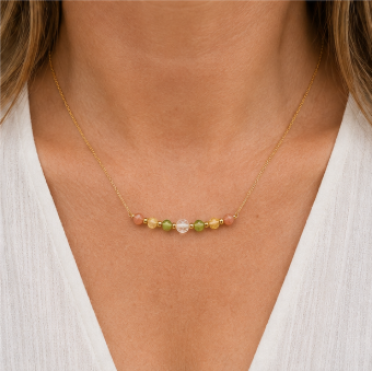 Leeuw Zodiac Ketting – Peridoot, Zonnesteen, Bergkristal & Citrien