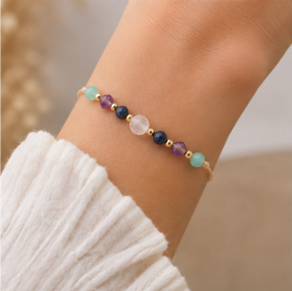Maagd Zodiac Armband – Saffier, Amethist, Amazoniet & Bergkristal