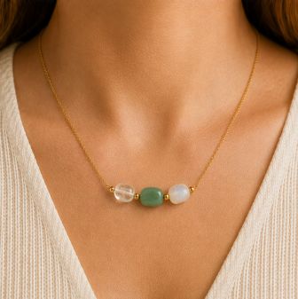 New Beginnings – Intentieketting met Aventurijn, Maansteen & Bergkristal